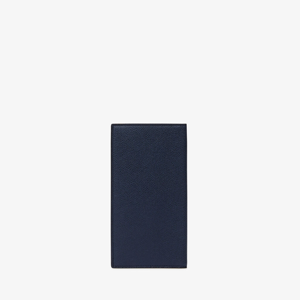 Valextra Portafoglio verticale bifold di Lusso in Pelle Blu | Valextra In Vendita
