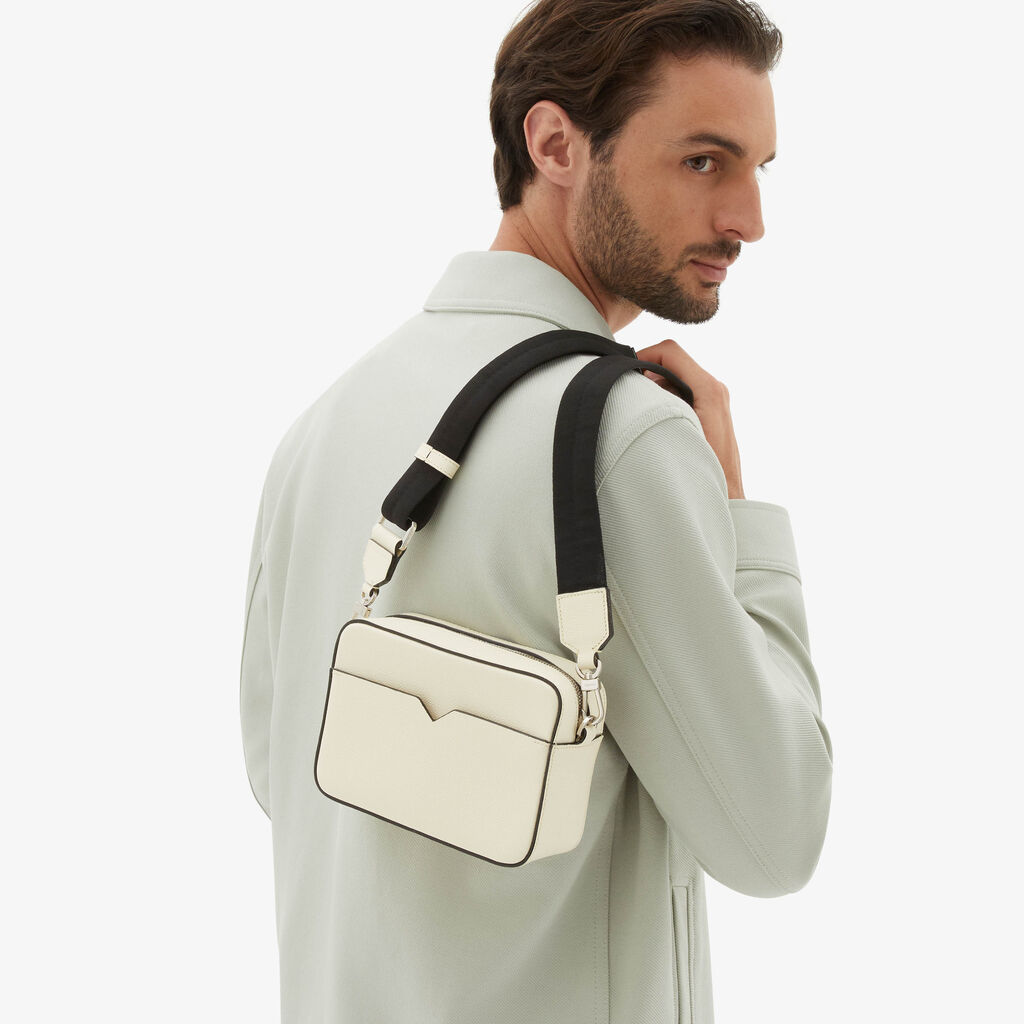Valextra Borsa a tracolla da Uomo di Lusso in Pelle Bianca | Valextra V-Line Vendita Calda