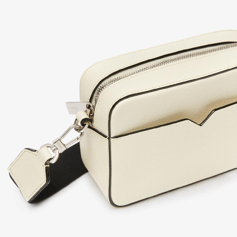 Valextra Borsa a tracolla da Uomo di Lusso in Pelle Bianca | Valextra V-Line Vendita Calda