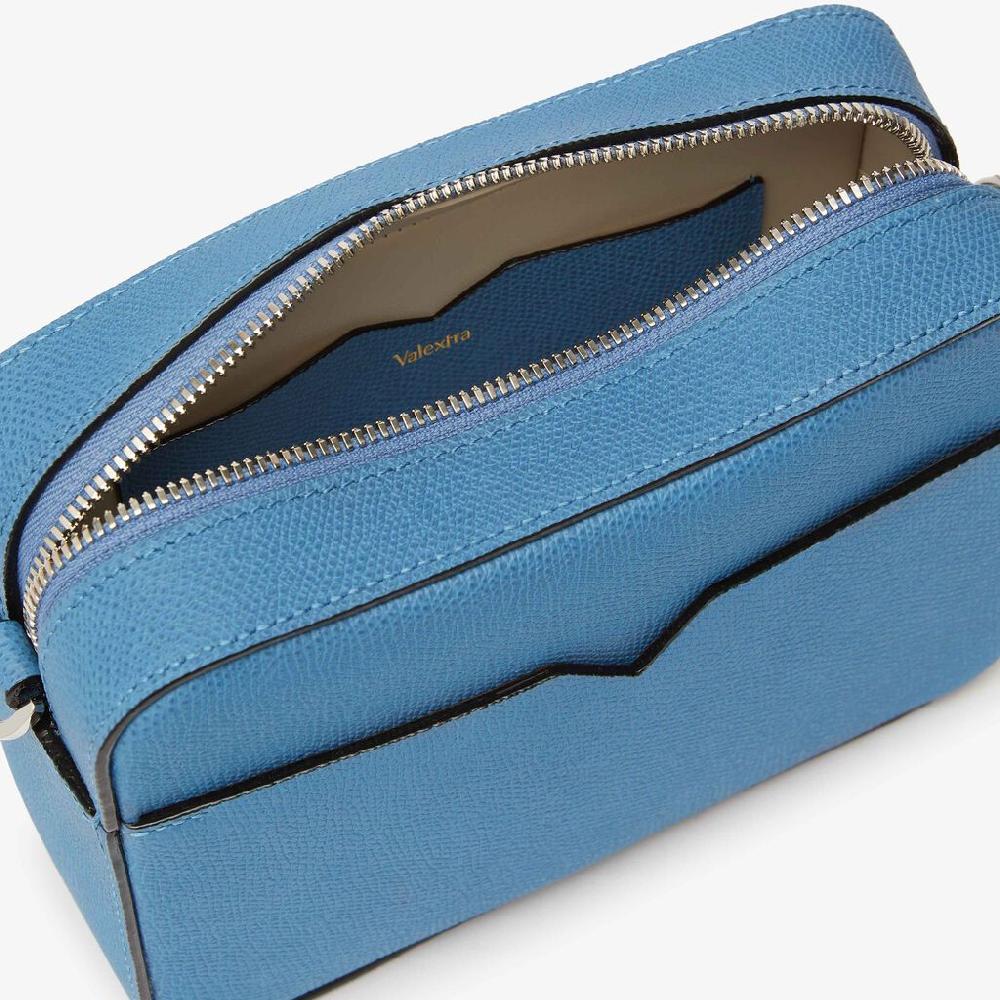 Valextra Borsa a tracolla Uomo di Lusso in Pelle Azzurra | Valextra V-Line Vendita Economica