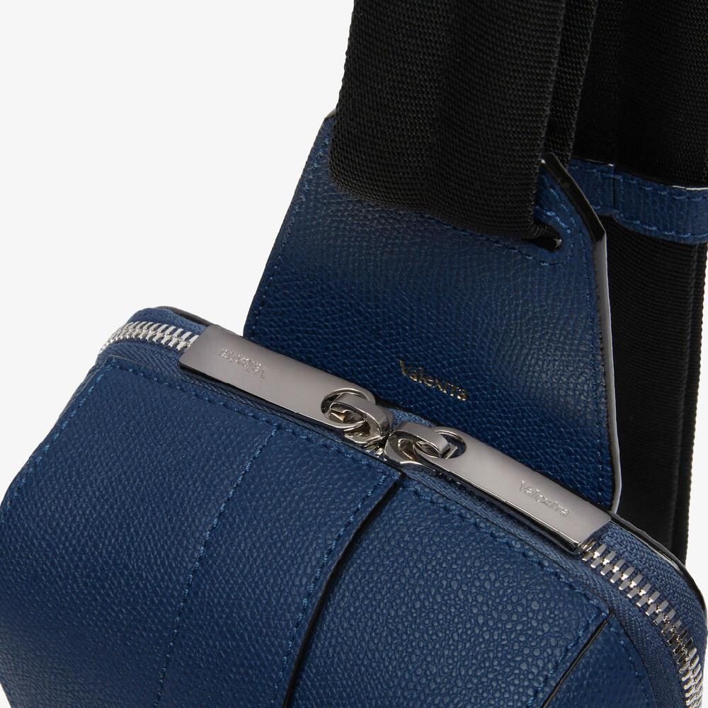 Valextra Zaino monospalla Uomo in Pelle Blu Zaffiro | Valextra V-Line Saldi Di Fabbrica