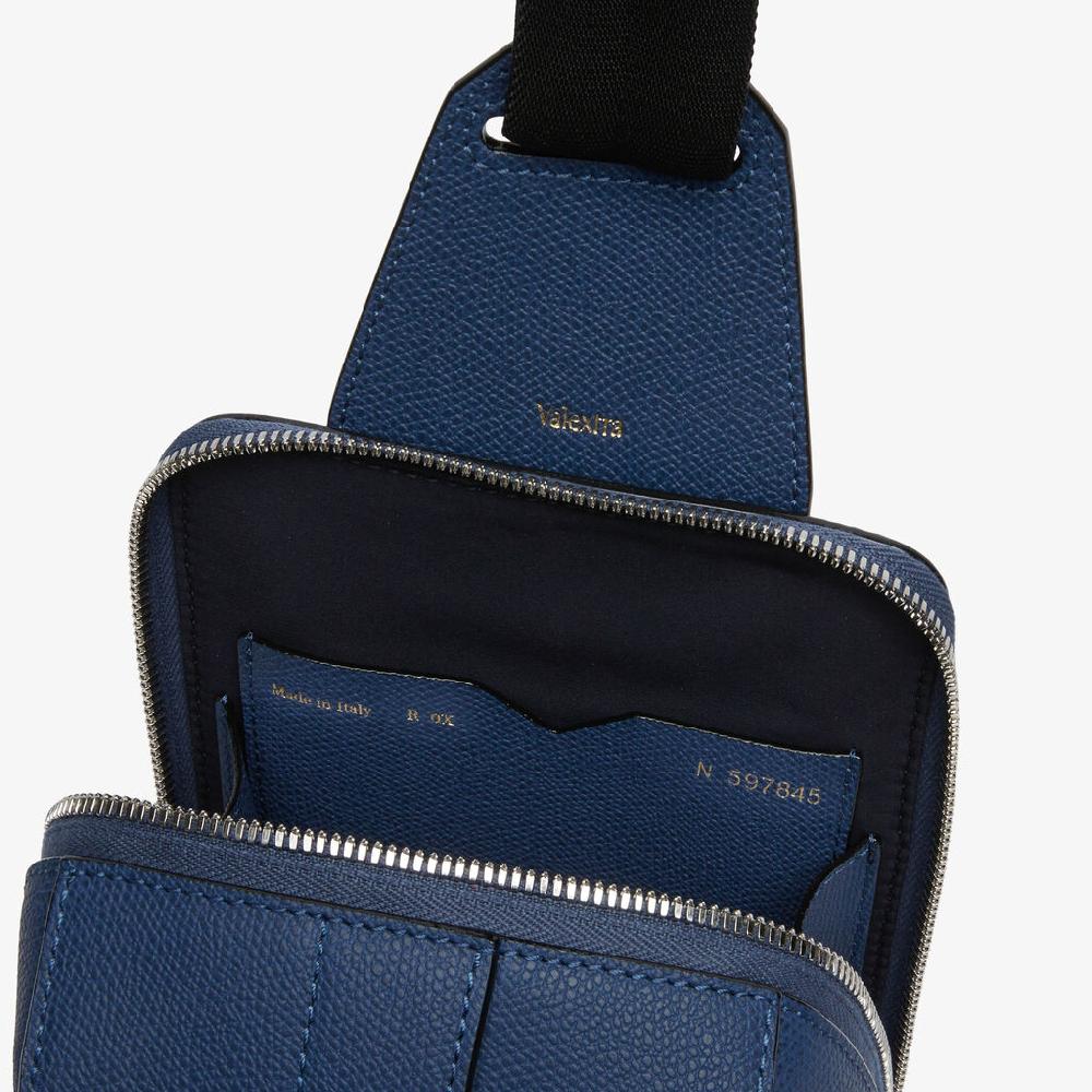 Valextra Zaino monospalla Uomo in Pelle Blu Zaffiro | Valextra V-Line Saldi Di Fabbrica