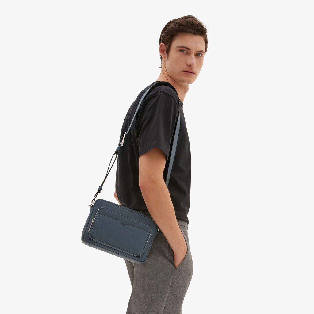 Valextra Borsa compatta da Uomo in Pelle Grigia | Valextra V-Line Negozio