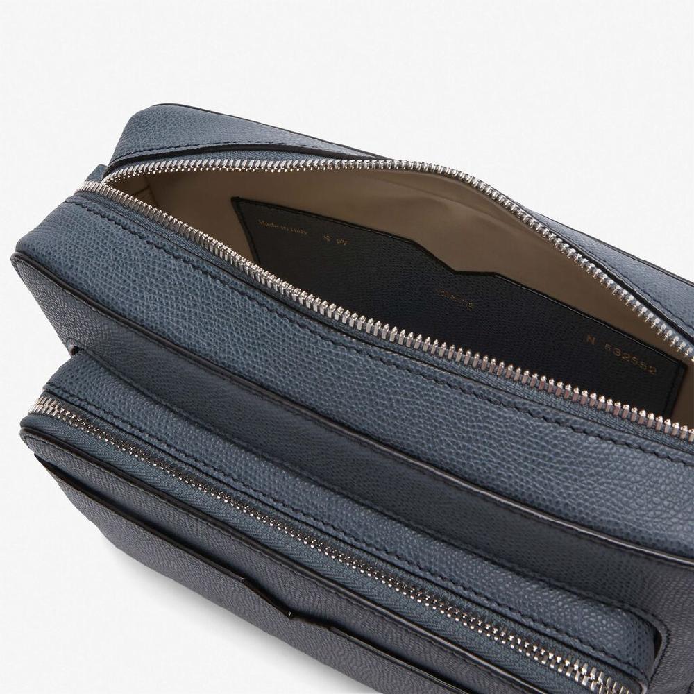 Valextra Borsa compatta da Uomo in Pelle Grigia | Valextra V-Line Negozio