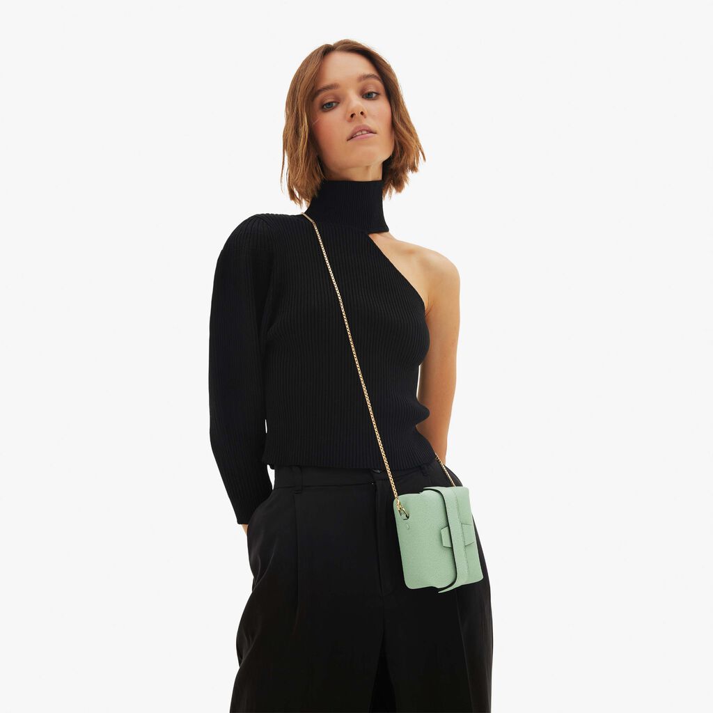 Valextra Borsa a tracolla Nano in Pelle Verde Acqua | Valextra Tric Trac 2025