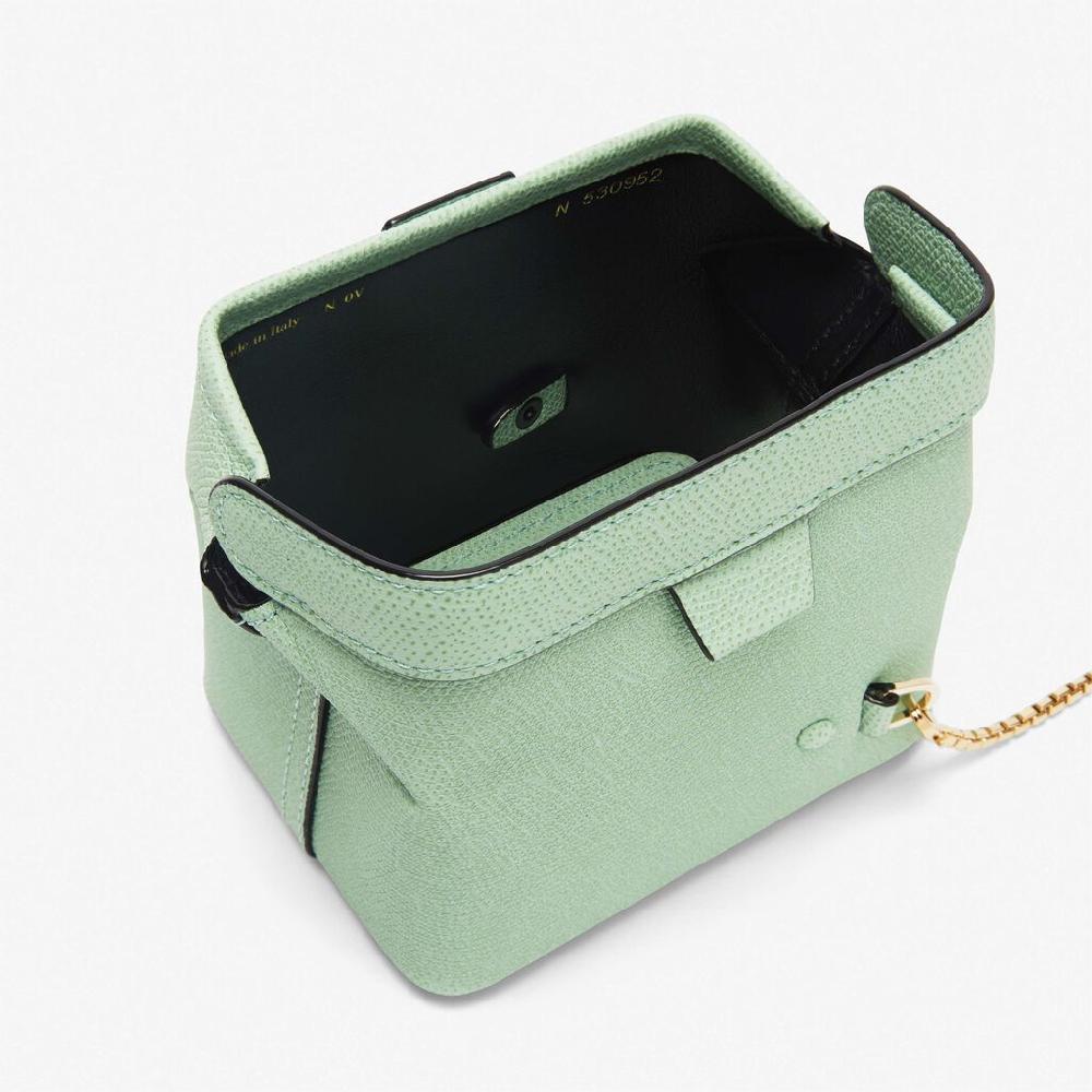Valextra Borsa a tracolla Nano in Pelle Verde Acqua | Valextra Tric Trac 2025