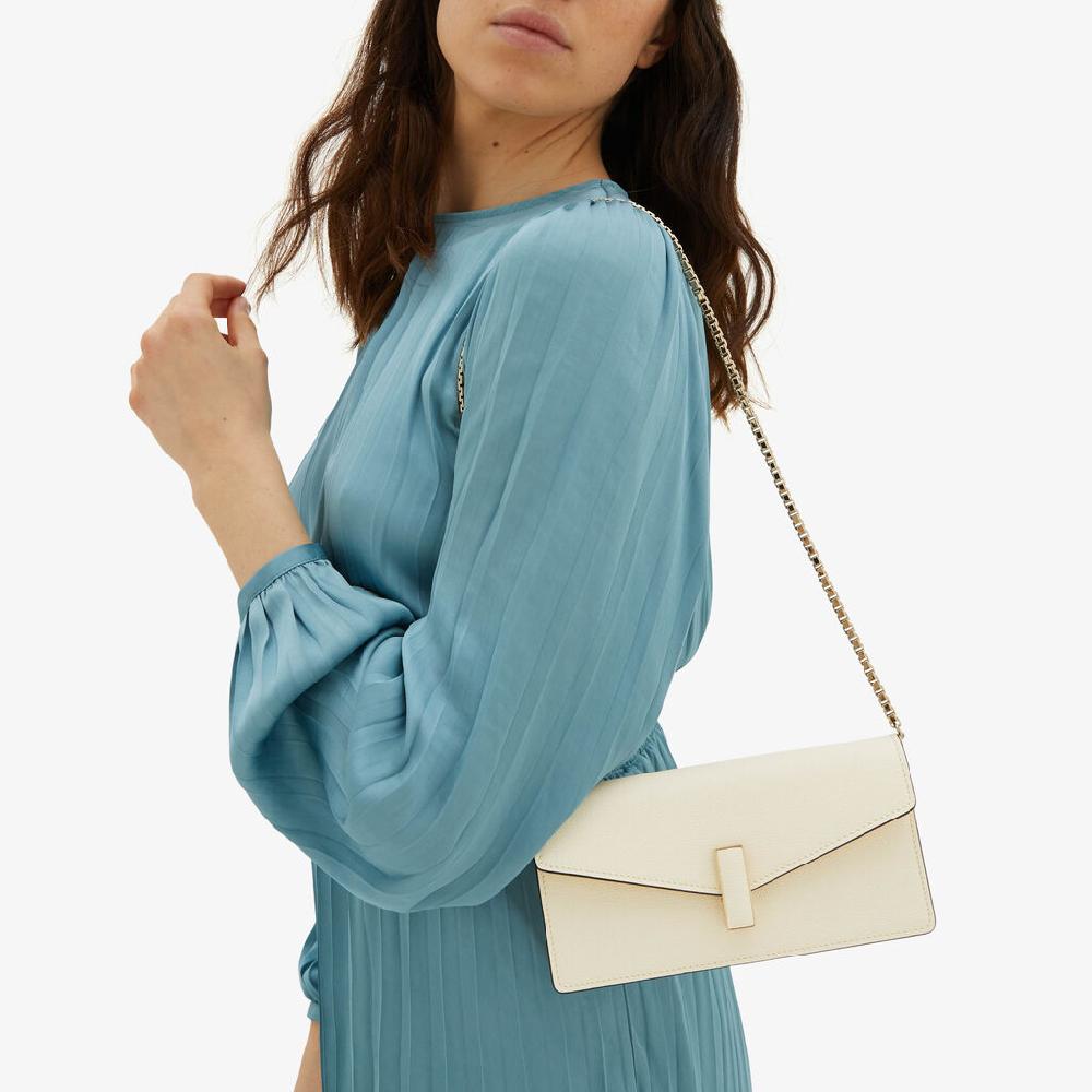 Valextra Pochette in Pelle Bianca con tracolla | Valextra Iside Qualità