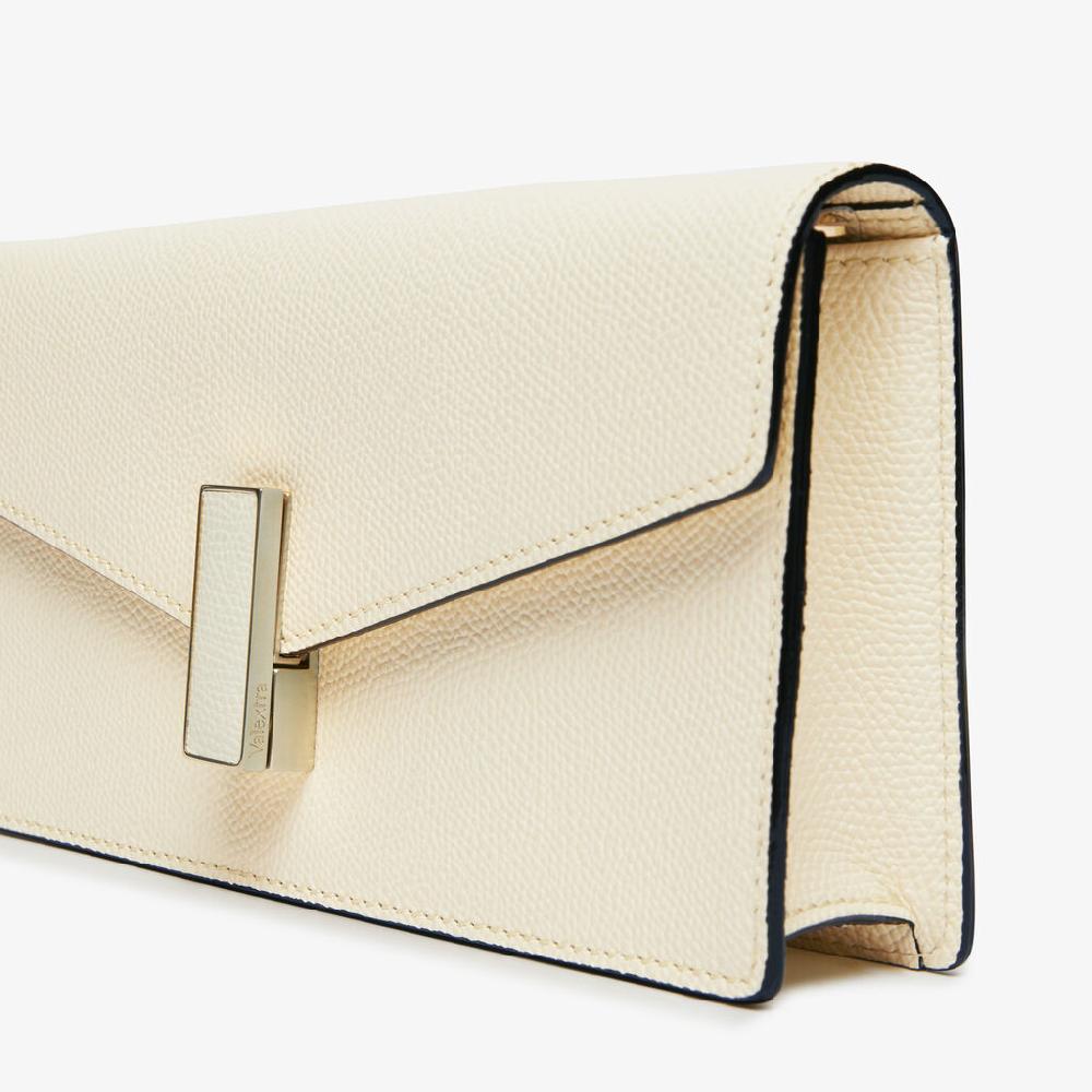 Valextra Pochette in Pelle Bianca con tracolla | Valextra Iside Qualità