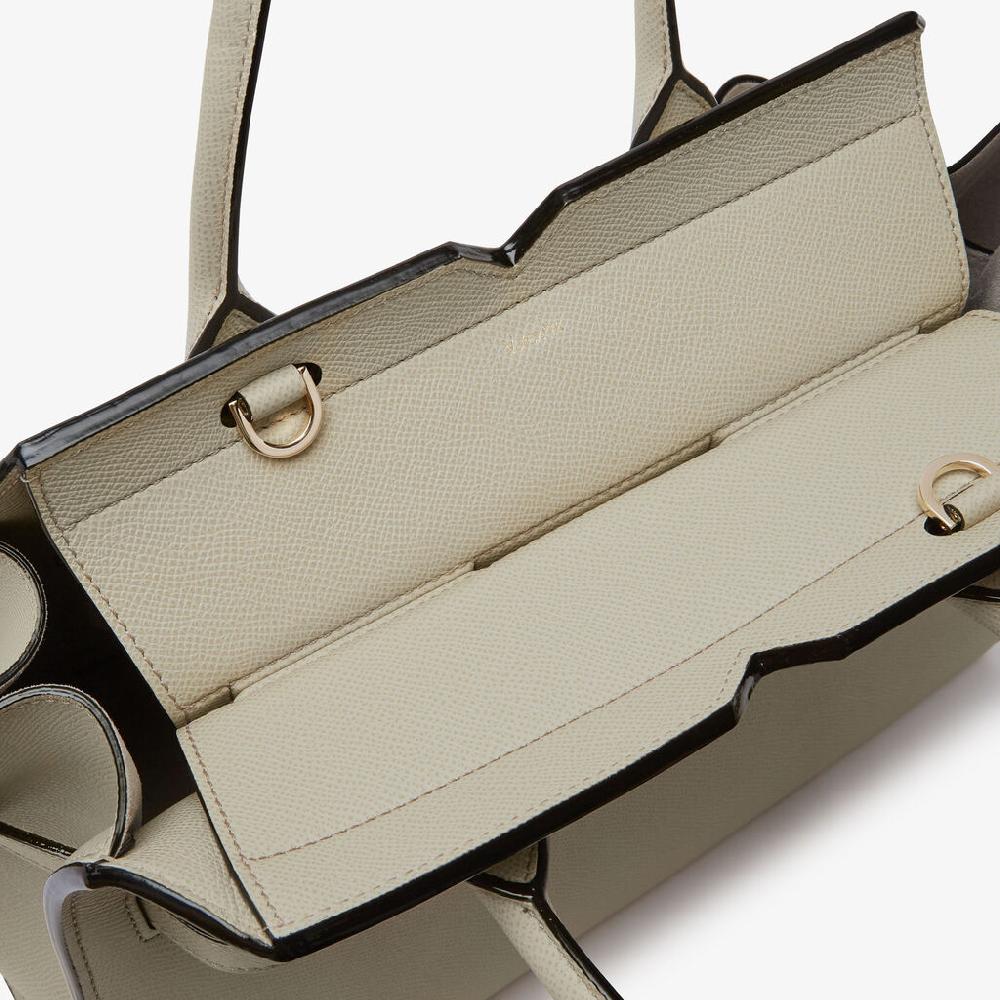 Valextra Borsa A Due Manici Milano Media | Pelle di vitello Millepunte Soft | Grigio Lino | Valextra Spedizione Gratuita