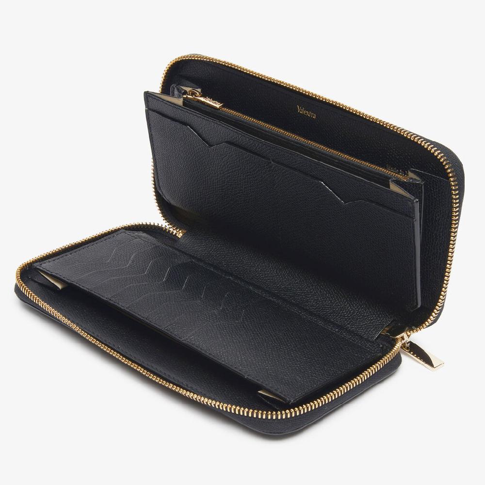 Valextra Portafoglio da Donna di Lusso in Pelle Nera | Valextra Zip Around Economico