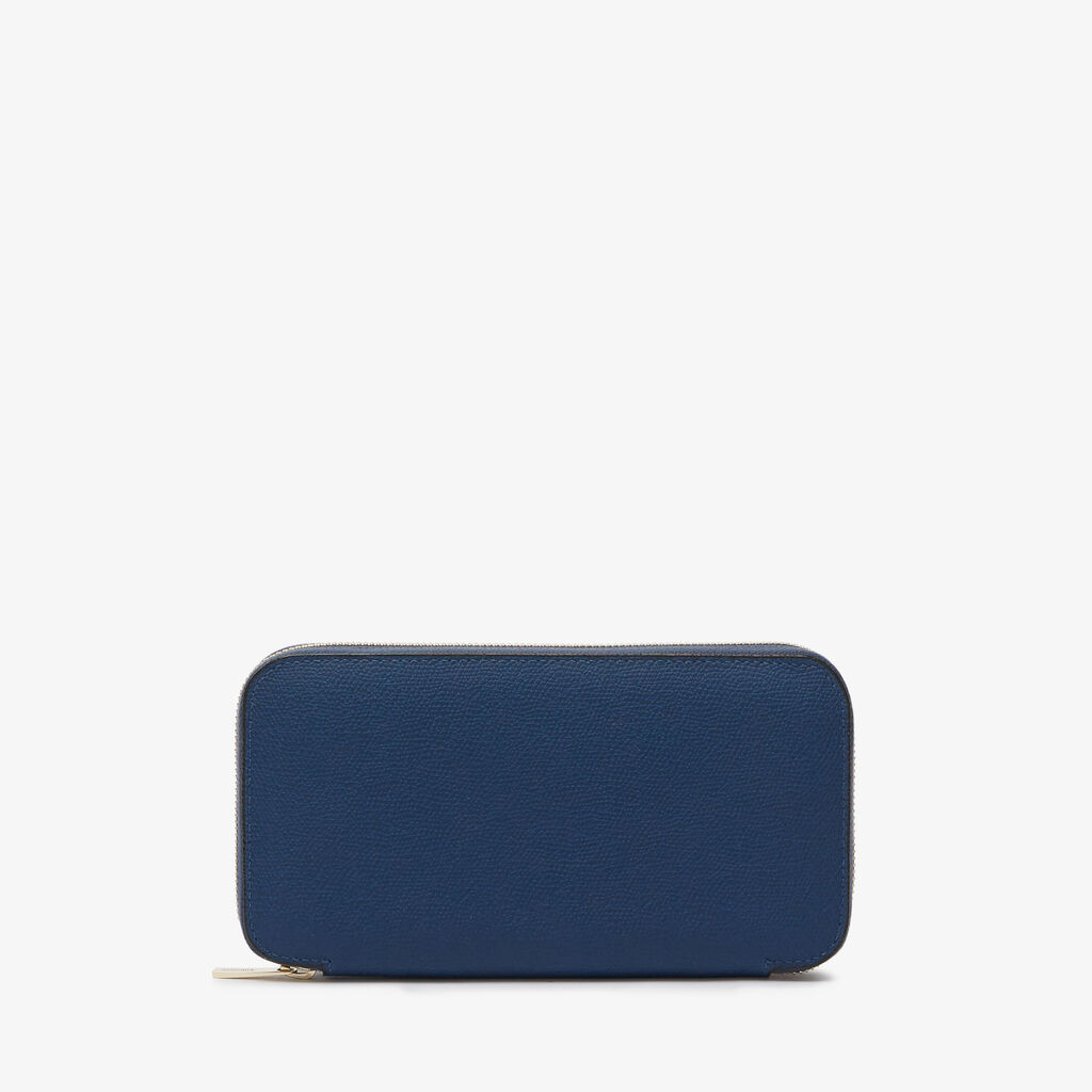 Valextra Portafoglio da Uomo in Pelle Blu Zaffiro | Valextra Zip Around Online