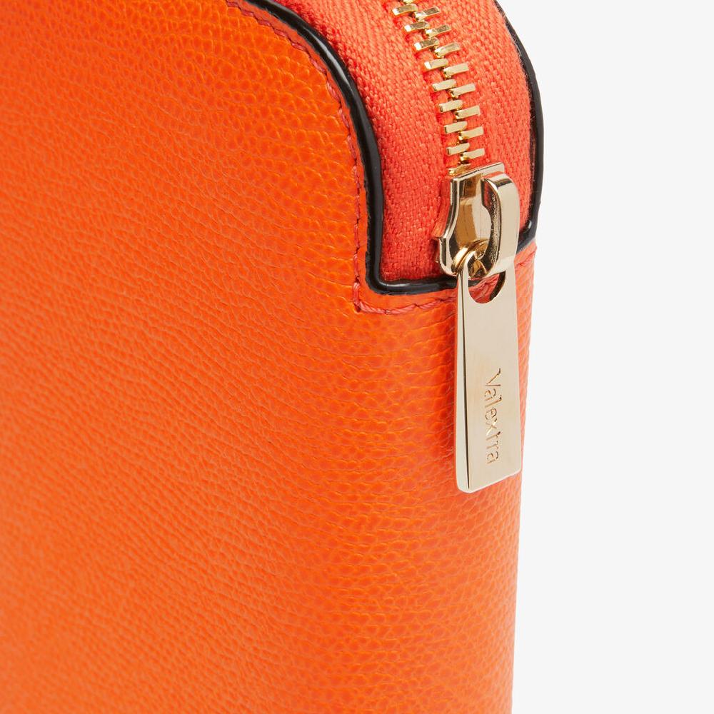 Valextra Portafoglio da Donna in Pelle Arancione | Valextra Zip Around Outlet