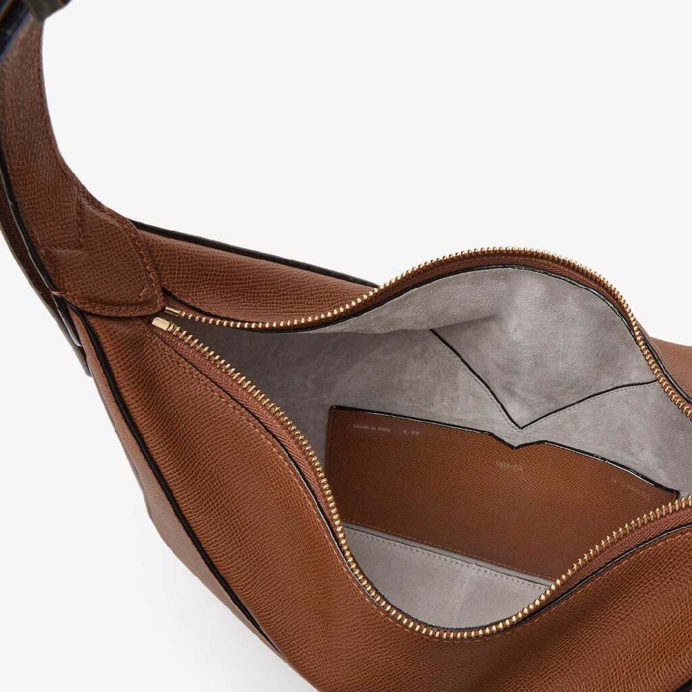 Valextra Borsa hobo da Donna di Lusso in pelle Marrone | Valextra Vivi Moda
