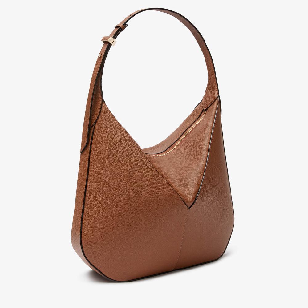 Valextra Borsa hobo da Donna di Lusso in pelle Marrone | Valextra Vivi Moda