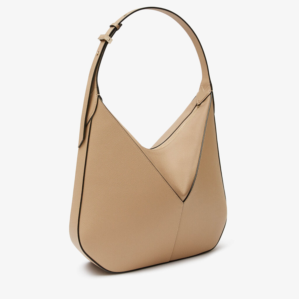 Valextra Borsa hobo da Donna di Lusso in Pelle rigida Beige | Valextra Vivi 2025