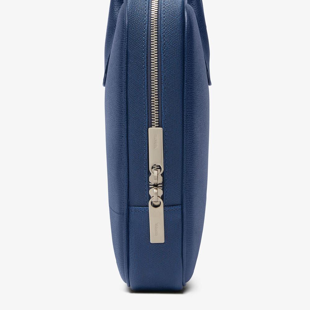 Valextra Borsa da computer Uomo in Pelle Blu Zaffiro | Valextra My Logo Nuovo