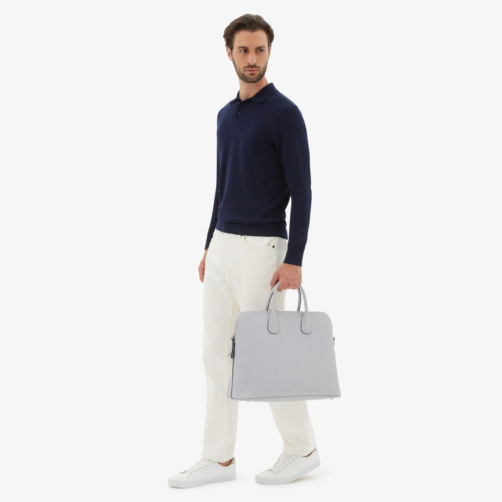 Valextra Borsa tote da Uomo in Pelle Grigia Sasso | Valextra My Logo Promozione