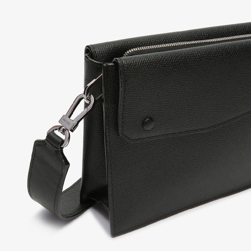 Valextra Borsa a tracolla da Uomo in Pelle Nera | Valextra Pocket Negozi Online