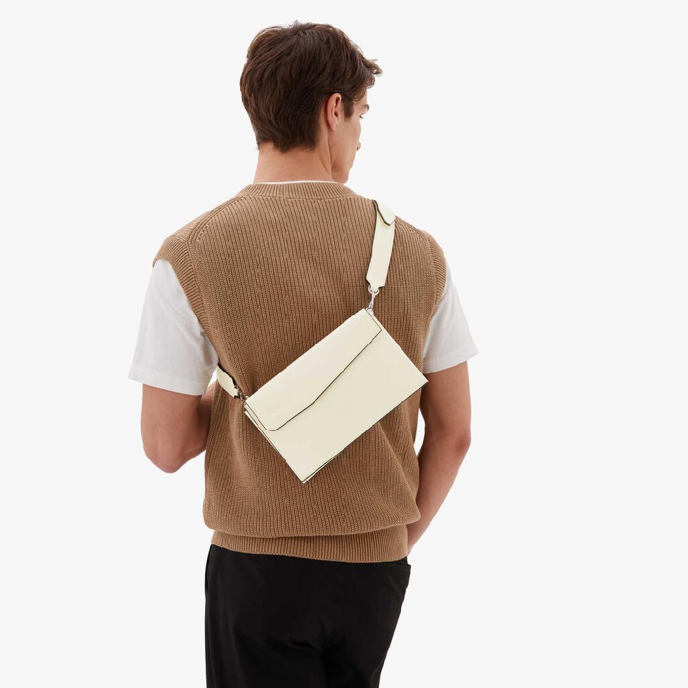 Valextra Borsa a tracolla da Uomo in Pelle Bianca | Valextra Pocket Acquista Ora