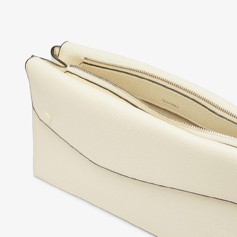 Valextra Borsa a tracolla da Uomo in Pelle Bianca | Valextra Pocket Acquista Ora