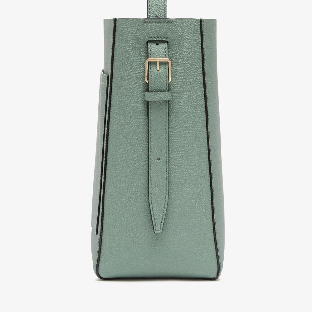 Valextra Borsa a Secchiello Soft Mini | Pelle di vitello Millepunte | Verde Eucalipto | Valextra Affare Del Giorno