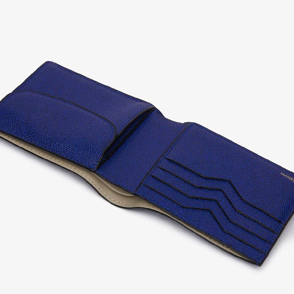 Valextra Portafoglio Bifold in Pelle Blu con portamonete | Valextra Sconto