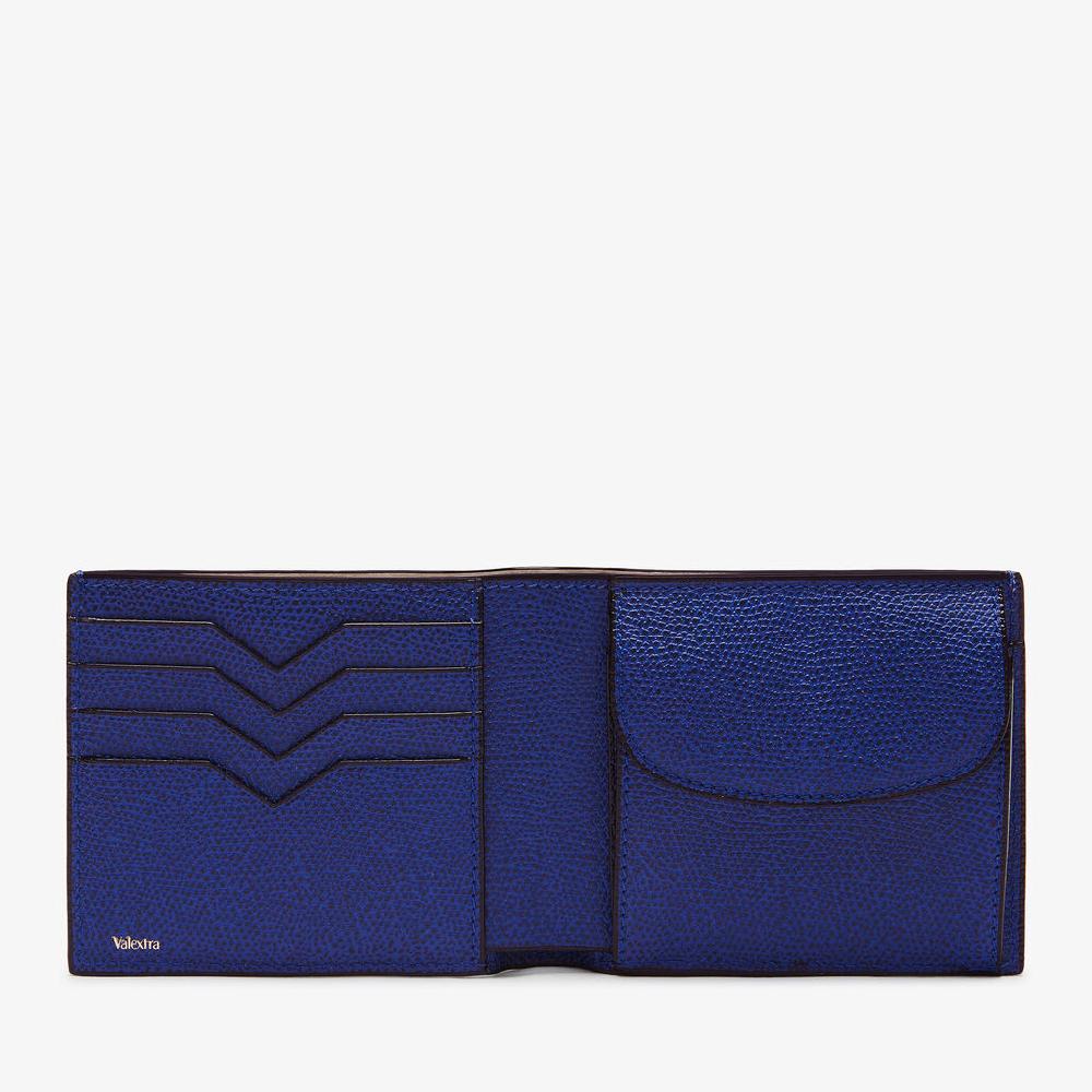 Valextra Portafoglio Bifold in Pelle Blu con portamonete | Valextra Sconto