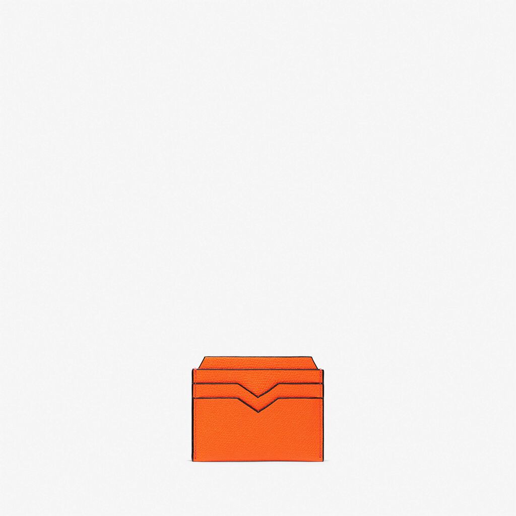 Valextra Portatessere compatto in Pelle Arancione | Valextra Outlet
