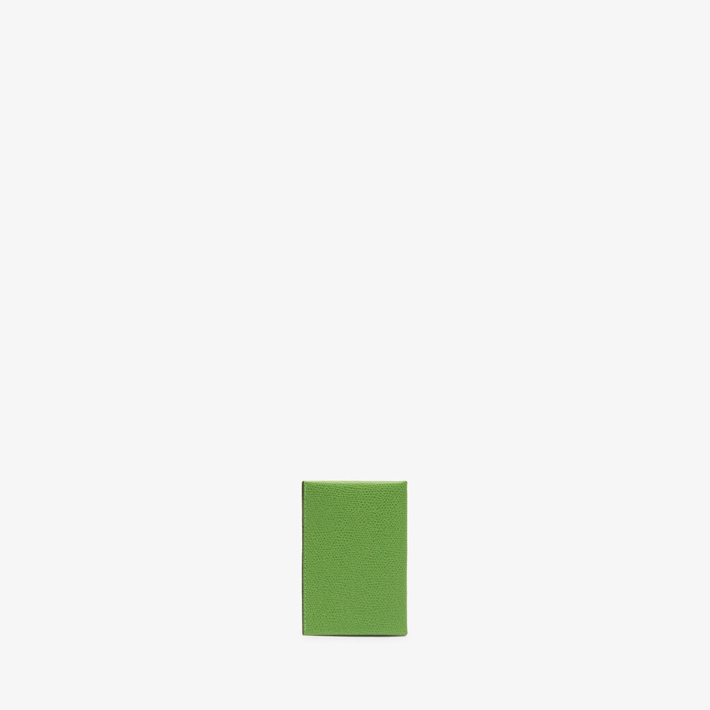 Valextra Porta carte con Bottone di Lusso in Pelle Verde e Nera | Valextra Vendita Calda