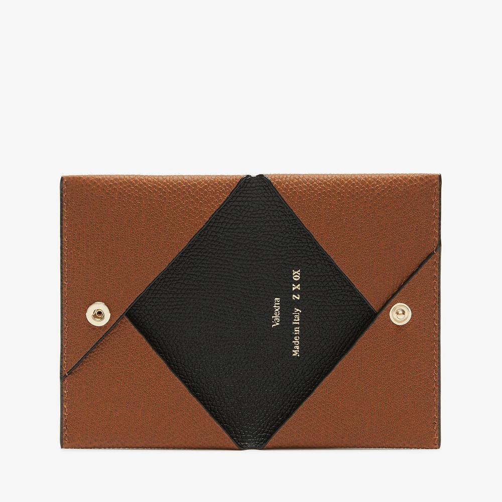 Valextra Portafoglio da Uomo di Lusso in Pelle Marrone e Nera | Valextra Saldi Di Fabbrica