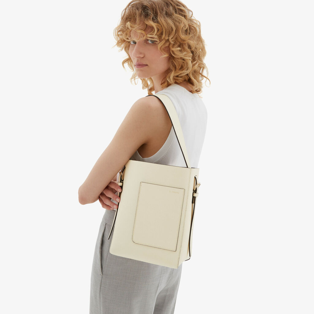 Valextra Borsa a secchiello da Donna Mini in Pelle Bianca | Valextra Soft Negozio