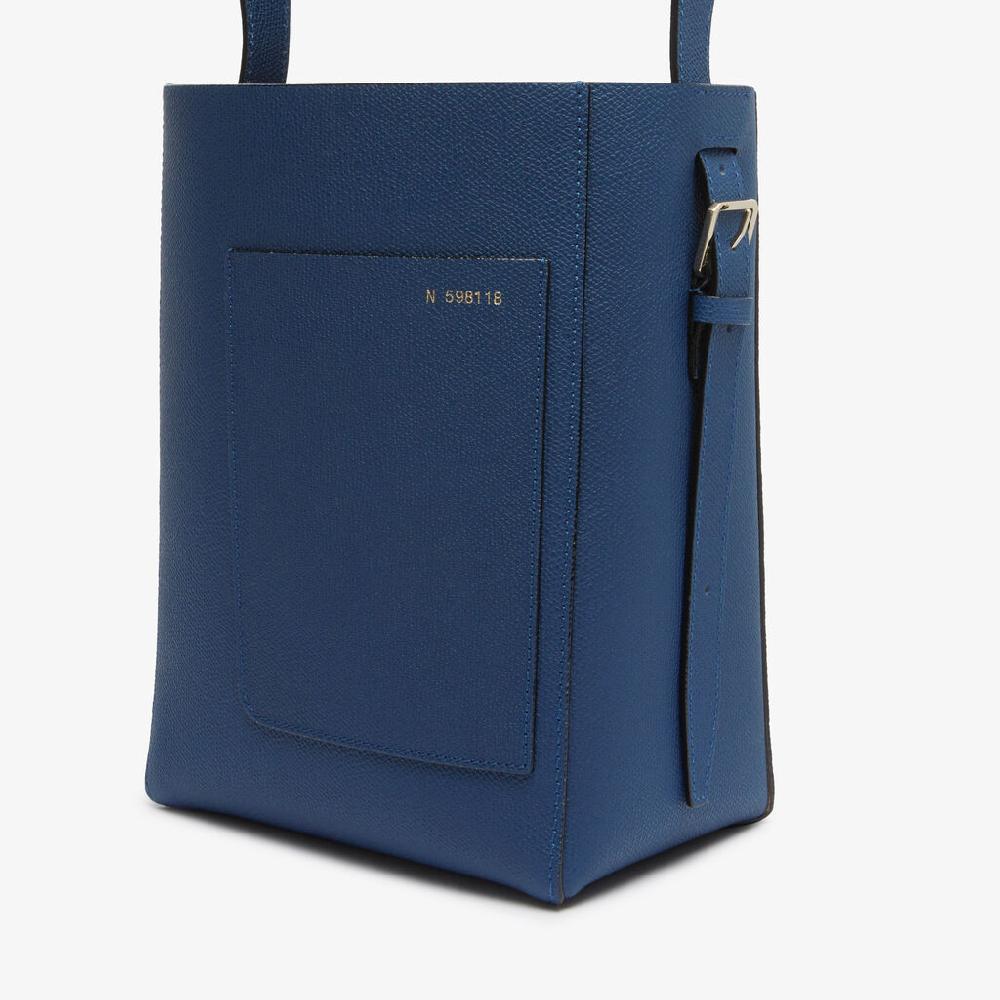Valextra Borsa a secchiello da Donna in Pelle Blu Zaffiro | Valextra Soft Nuova