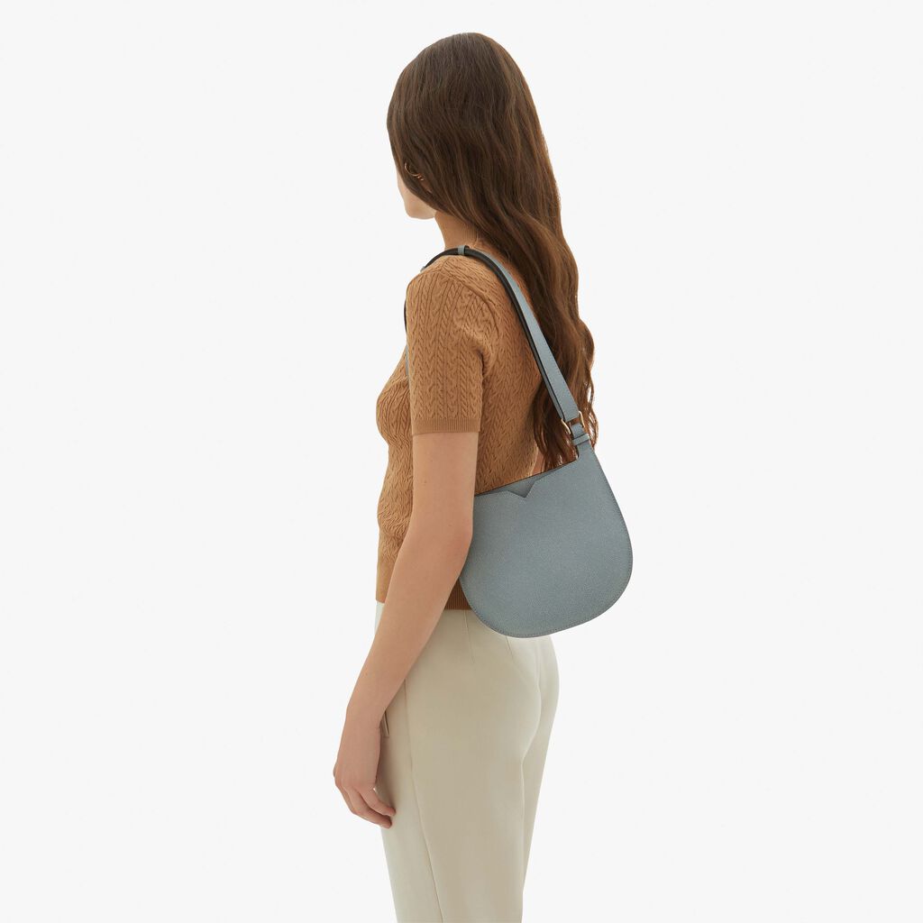 Valextra Borsa a spalla Mini in Pelle Blu | Valextra Hobo Italy