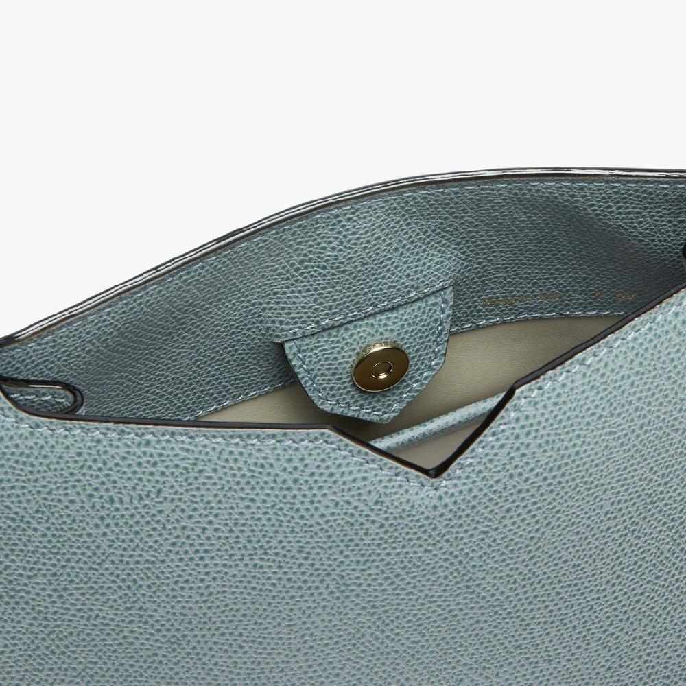 Valextra Borsa a spalla Mini in Pelle Blu | Valextra Hobo Italy