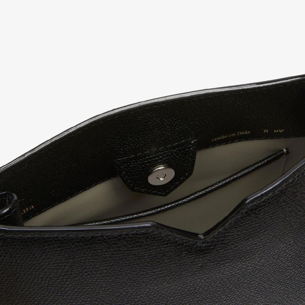 Valextra Borsa a spalla Mini in Pelle Nera | Valextra Hobo Italia