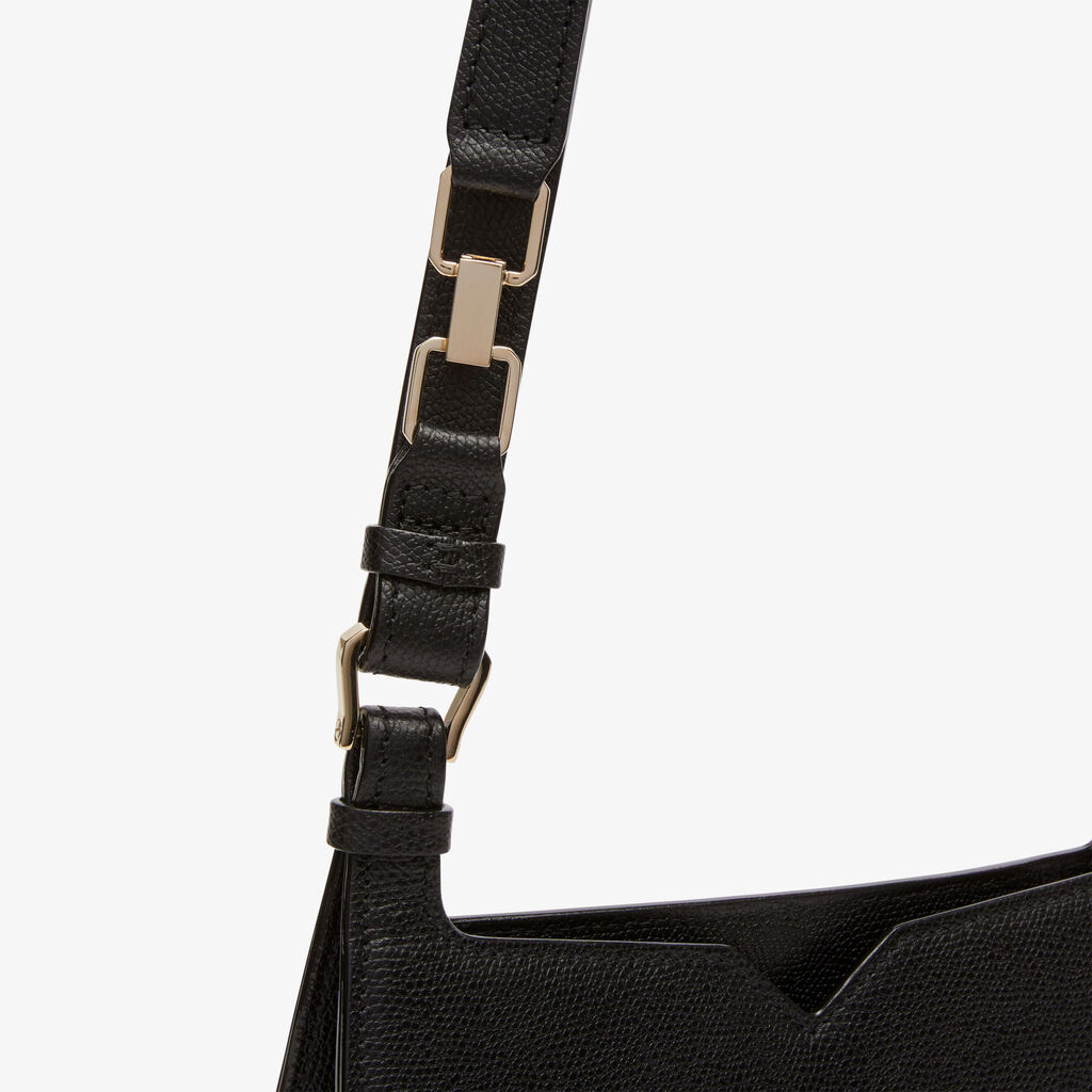 Valextra Borsa a spalla Mini in Pelle Nera | Valextra Hobo Italia