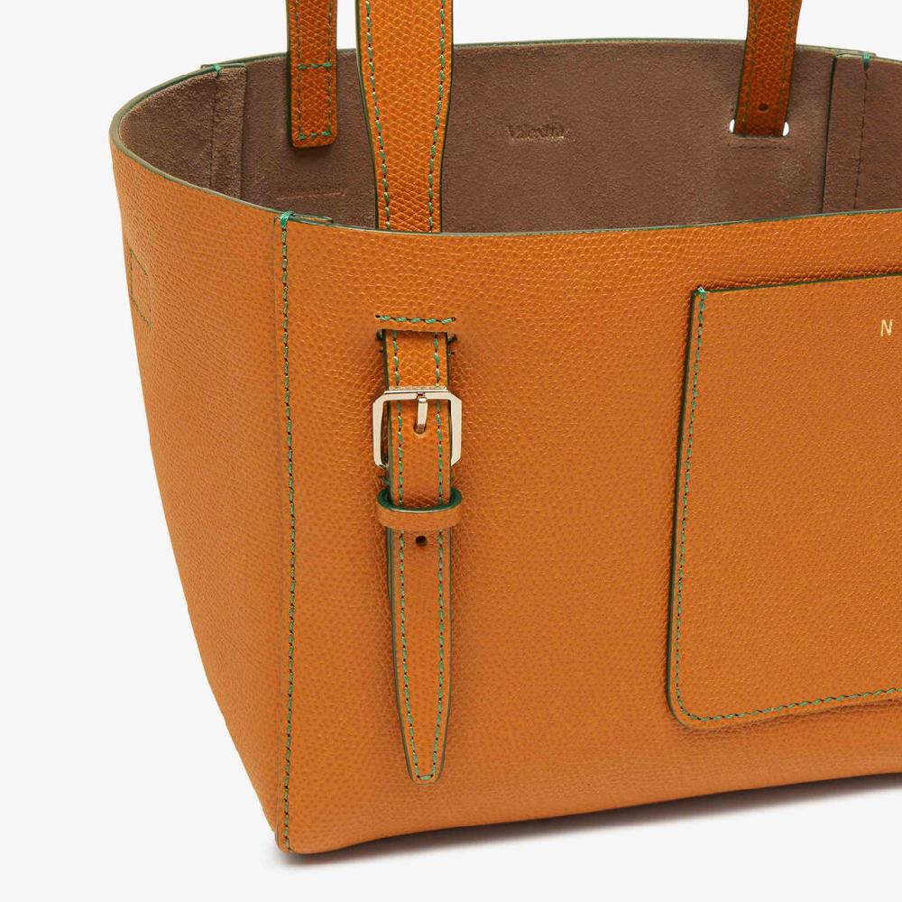 Valextra Borsa Secchiello da Donna in Pelle Marrone rigida | Valextra Soft In Linea