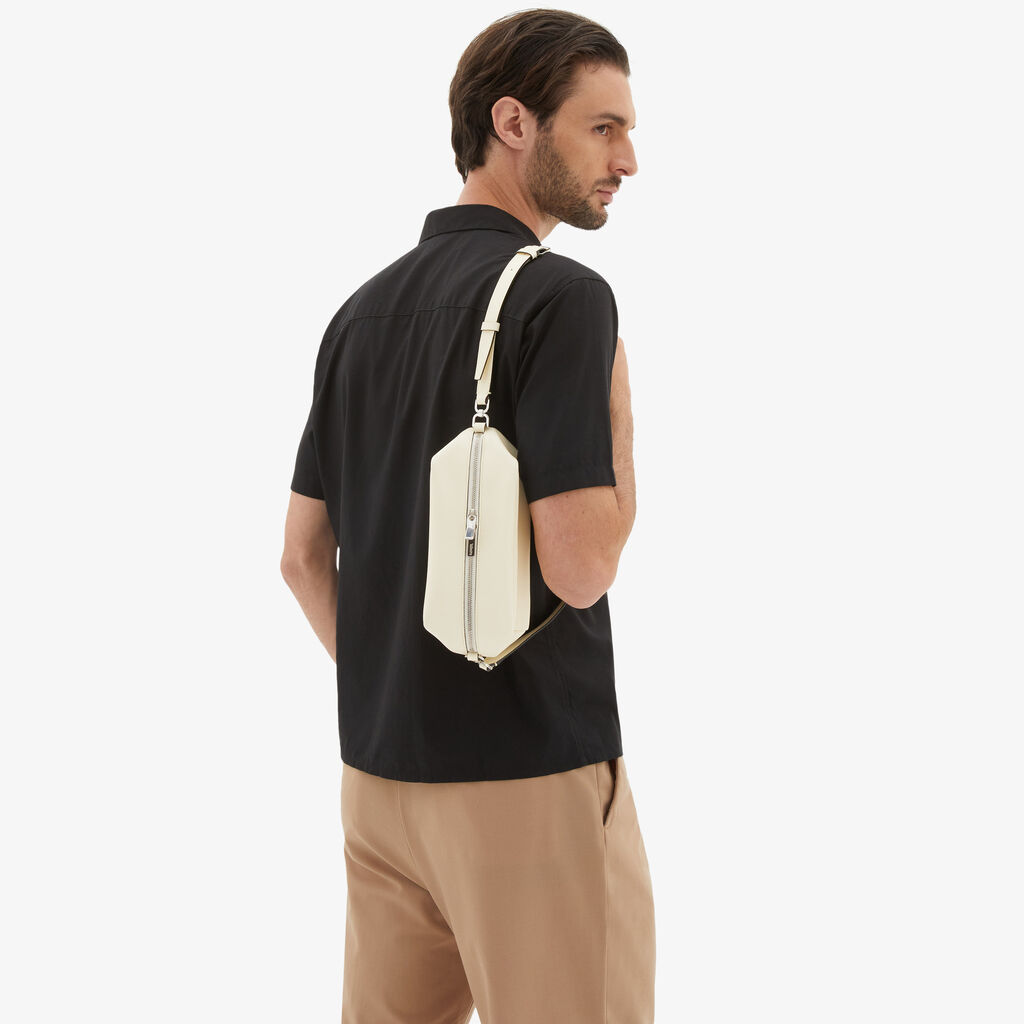 Valextra Borsa Origami Mini da Uomo in Pelle Bianca | Valextra Spedizione Gratuita