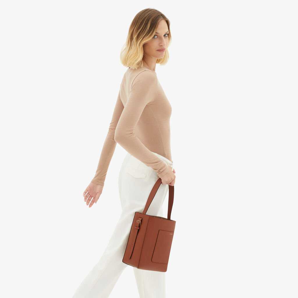 Valextra Borsa a secchiello da Donna Mini in Pelle Marrone | Valextra Soft Qualità Garantita