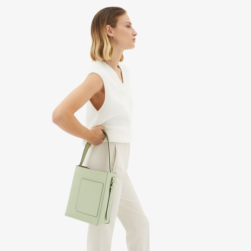 Valextra Borsa a secchiello da Donna Mini in Pelle Verde | Valextra Soft Negozi Online