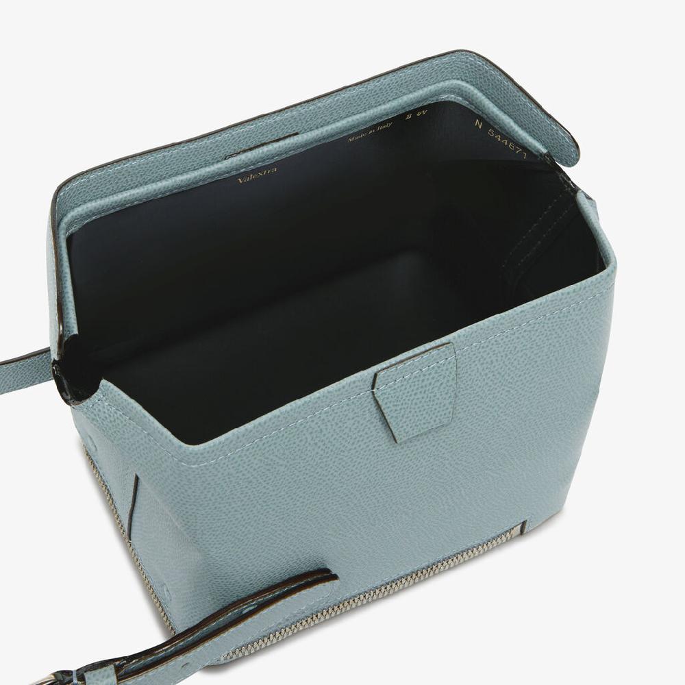 Valextra Valextra Tric Trac: Borsa a mano Mini in Pelle Blu Consegna Veloce