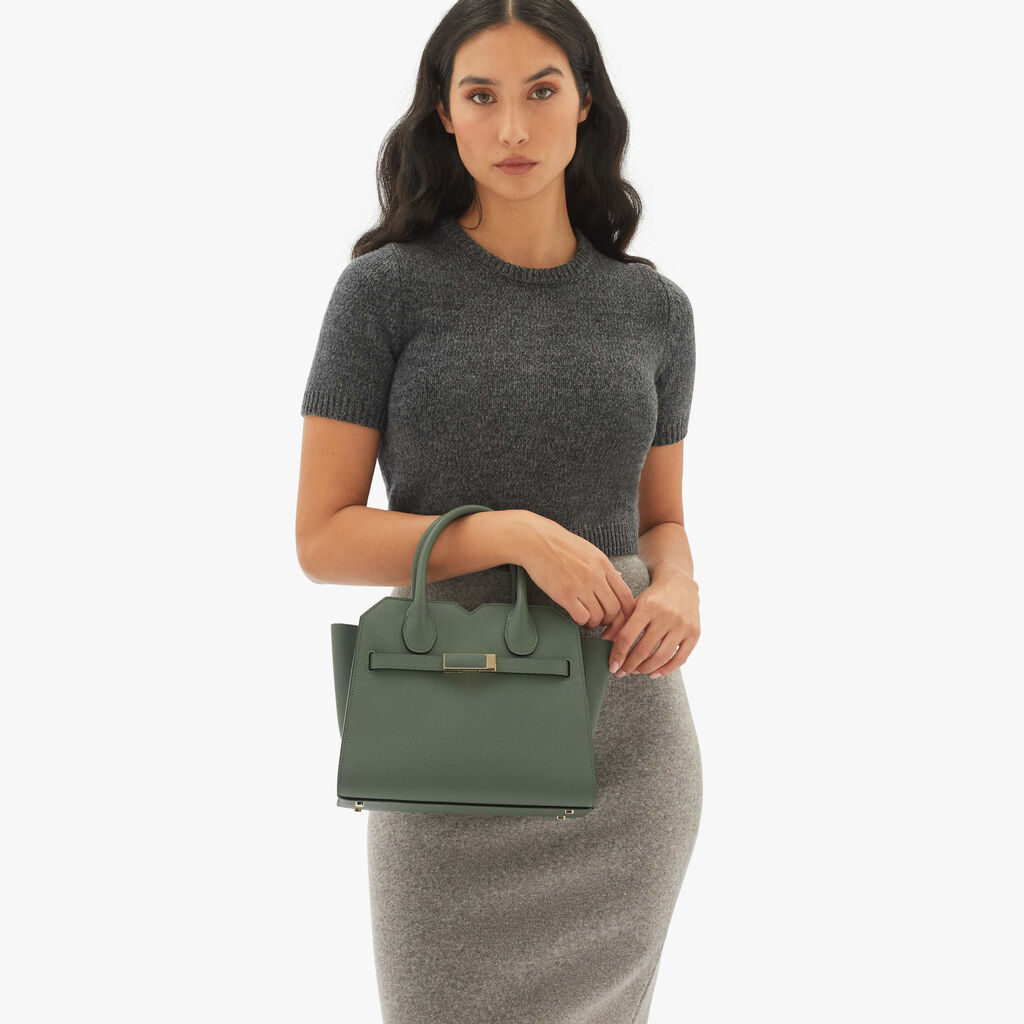 Valextra Borsa due manici da Donna in Pelle Verde di Lusso | Valextra Shopping Online