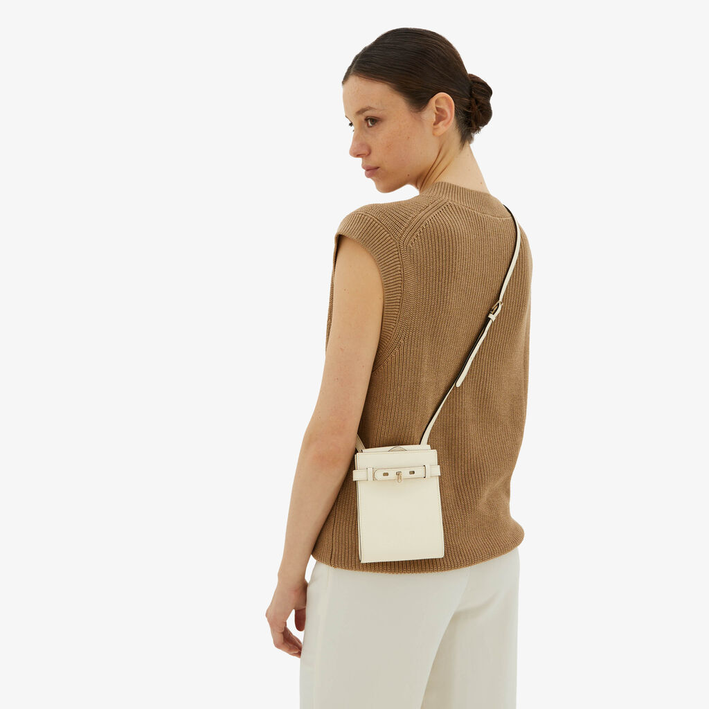 Valextra Borsa a tracolla Micro in Pelle Bianca | Valextra Brera Prezzo Ridotto