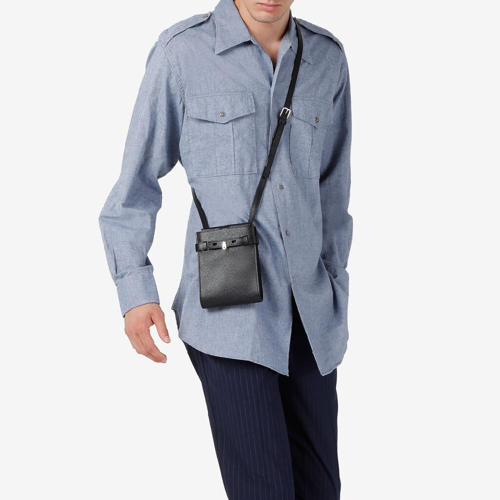 Valextra Borsa a tracolla slim Micro in Pelle Nera | Valextra Brera Sottocosto