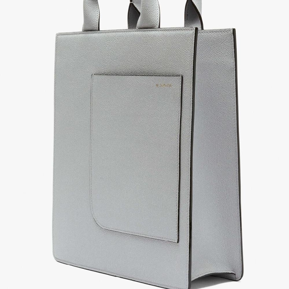 Valextra Borsa Mini in Pelle Grigia con tasca esterna | Valextra Boxy Convenienza