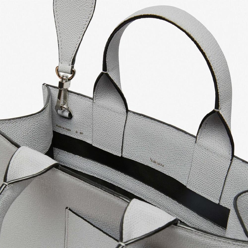 Valextra Borsa Mini in Pelle Grigia con tasca esterna | Valextra Boxy Convenienza