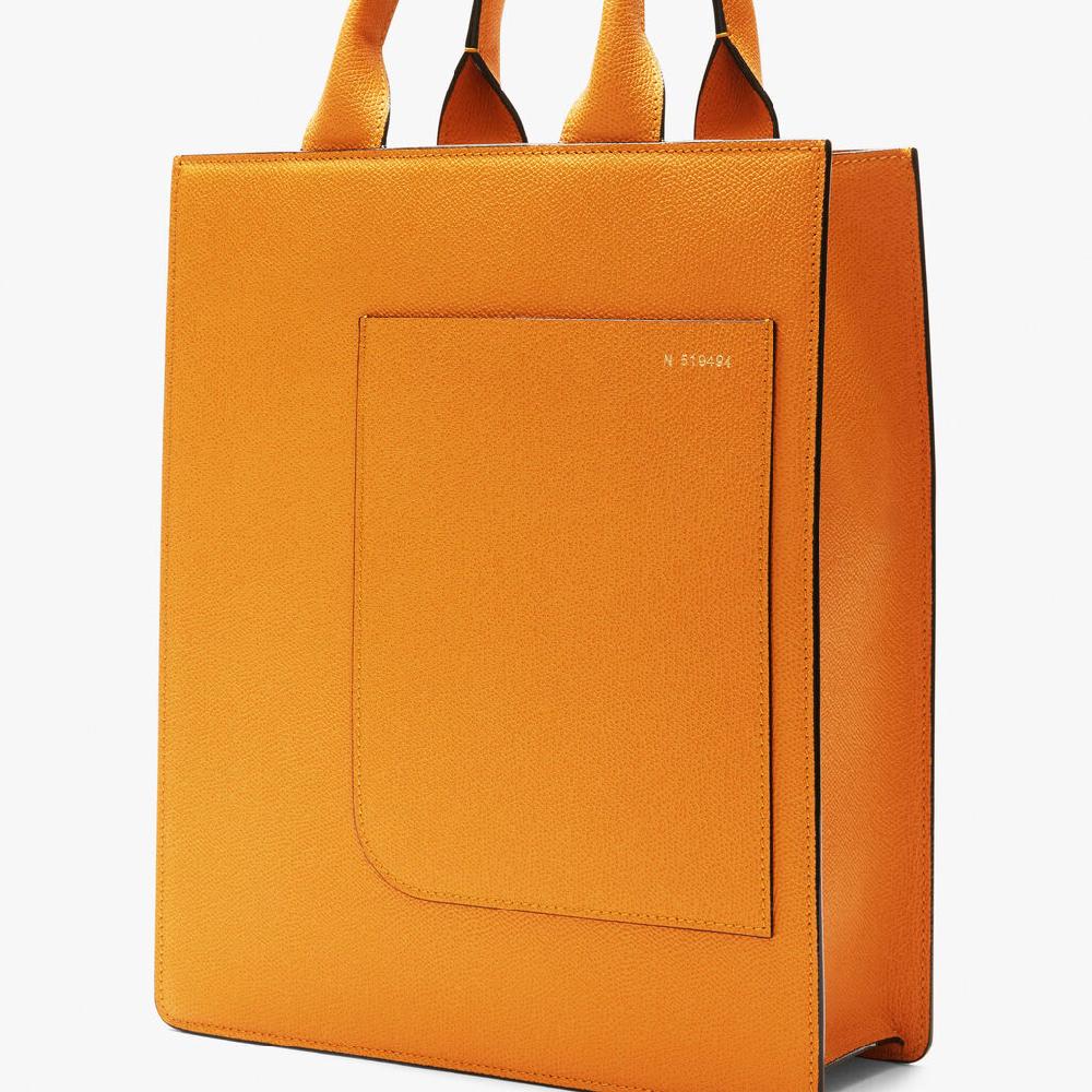 Valextra Borsetta Tote Mini versatile in Pelle Gialla | Valextra Boxy Presa