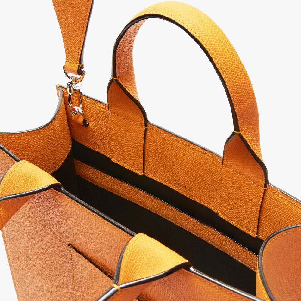 Valextra Borsetta Tote Mini versatile in Pelle Gialla | Valextra Boxy Presa