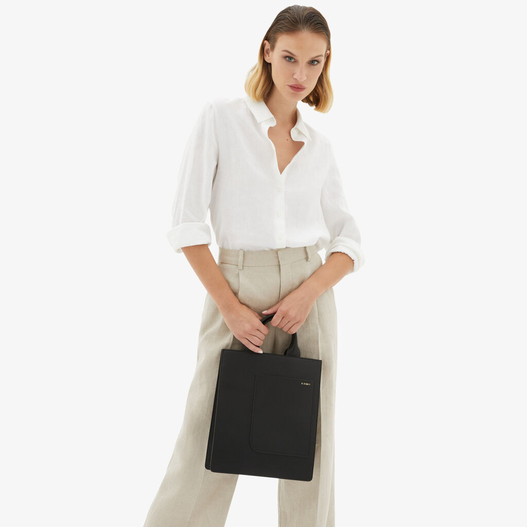 Valextra Borsa a mano da Donna di Lusso in Pelle Nera | Valextra Boxy Sconto