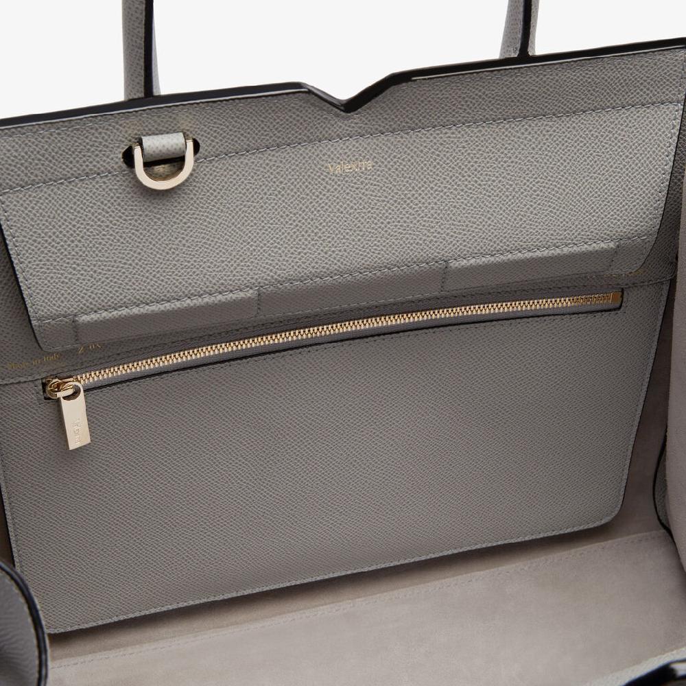 Valextra Borsa a due manici Donna di Lusso in Pelle Grigia chiara | Valextra Offerta